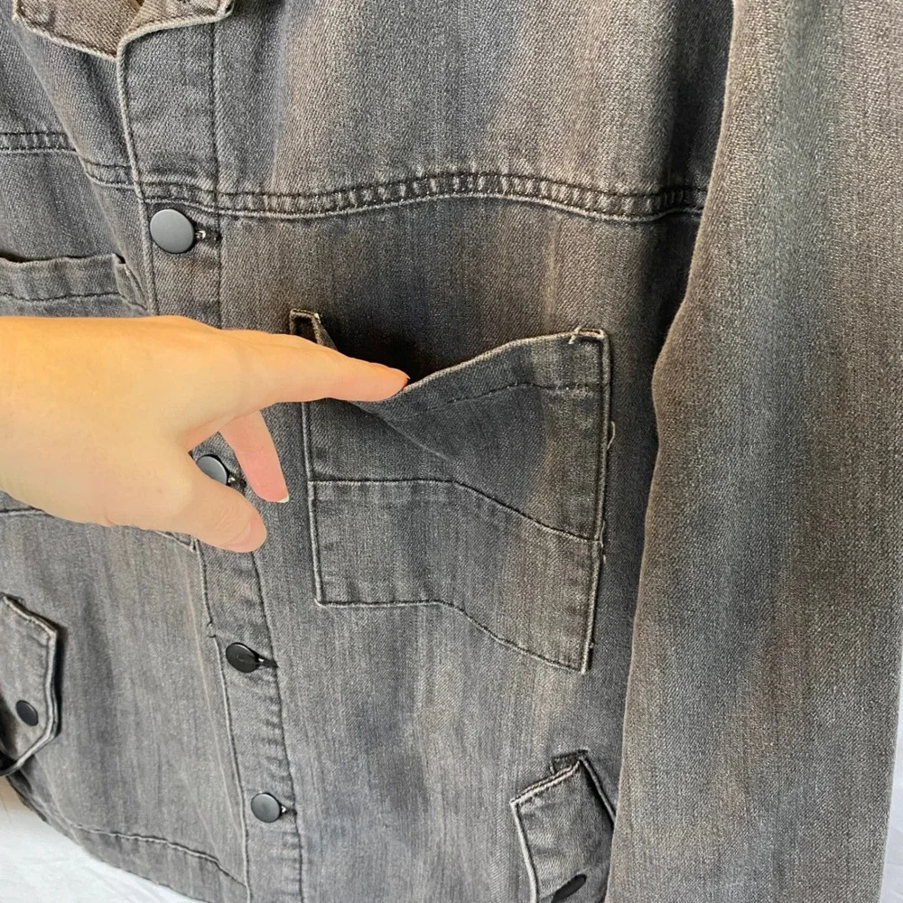 Original Use Men's Jean Jacket‎ Large Washed Black Denim Cotton Blend Casual